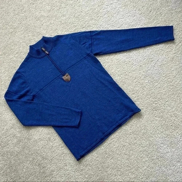 Obermeyer Zurich 1/2 Zip Wool Sweater Blue Men’s Size Medium Style# 26005 Ski - Picture 1 of 15